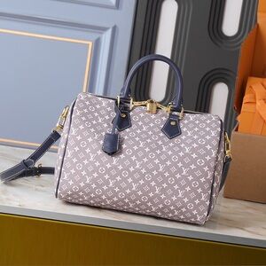 Louis Vuitton Monogram Satchel - Navy and Beige